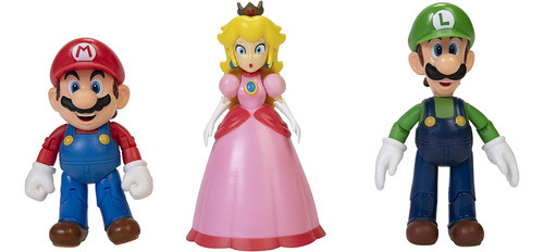 Muñeco Super Mario Reino Champiñon 3 Figuras 11cm Orig Lelab 1