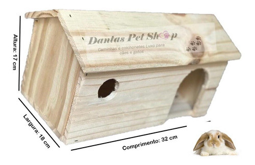 Toca Para Mini Coelhos De Madeira Chinchila Casa 2 Unidades 1