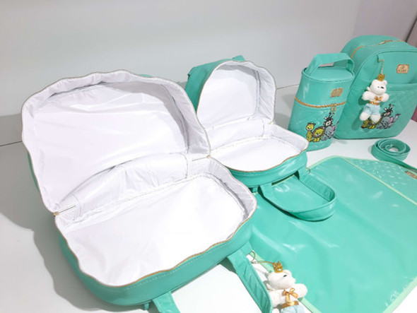 Kit Bolsas Maternidade Safari Verde 5 Peças 1 Kit Bolsas Maternidade Safari Verde 5 Peças 1