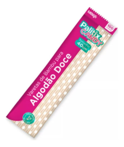 Palito Algodão Doce Grande 100 Und 40cm 1