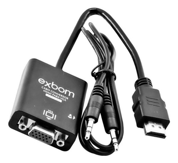 Cabo Adaptador Conversor Audio E Vídeo Hdmi Para Vga 1080p 1