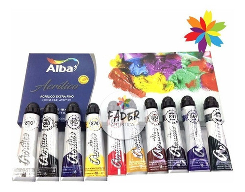 Set Acrílicos Alba X 10 Pomos De 18ml Caja Barrio Norte 0
