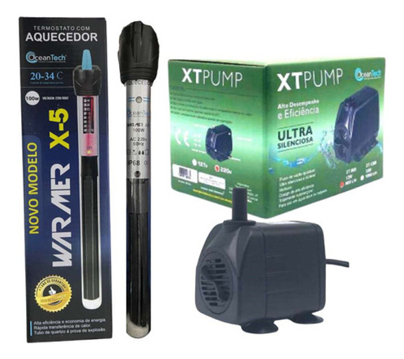 Kit Bomba 2000l E Aquecedor 100w Oceantech Aquario Beta Lago 0