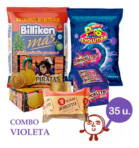 Golosinas Para Cumpleaños -combo Violeta 35 Chicos - Delipop 1