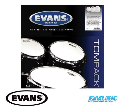 Set De Parches Evans P/ Bateria Acustica Etpec2ctds Tom Pack 1