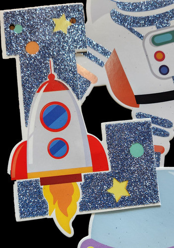Banderin Feliz Cumpleaños Espacial Astronauta Ovni Espacio 1