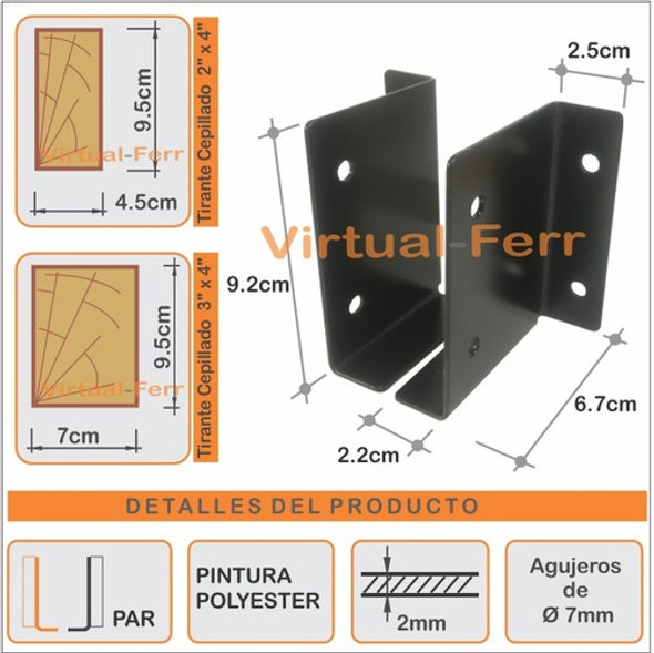 Soportes Para Vigas Y Tirantes De Madera 2x4 Y 3x4 (si90-4) 1