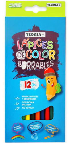 Lapices De Colores Teoria Eco Borrables X12 Serviciopapelero 0