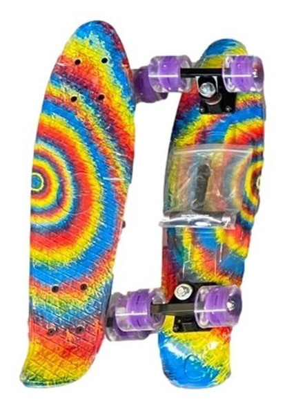 Mini Cruiser Tie Dye 56cm Com Roda Led + Chave T Skate 0