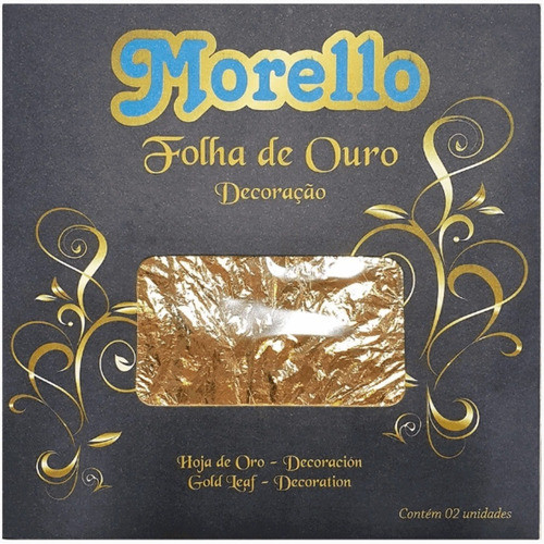 2 Folhas De Ouro 16x16 Cm Para Decoração Alimentos Morello 0