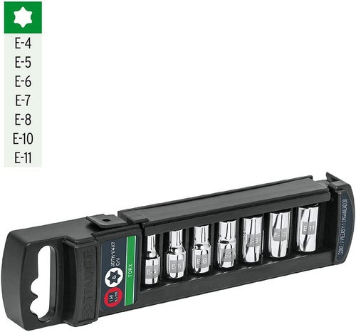 Juego De 7 Dados Torx 1/4'' Cromo Vanadio E4 Al E11 Truper 0