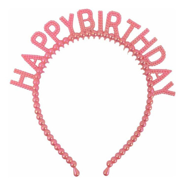 Tiara Happy Birthday Rosa Festa De Aniversário Premium 1un 0