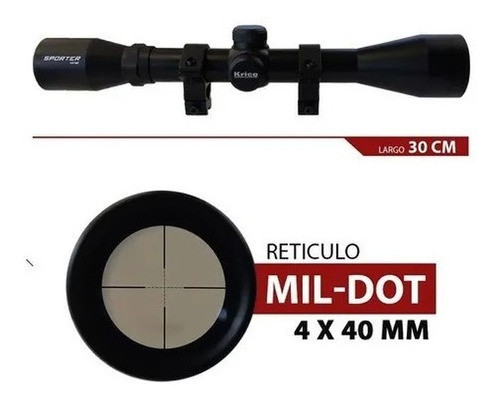 Mira Krico Sporter 3-9 X 40 Mil Dot Montaje 11 Mm Incluido 1