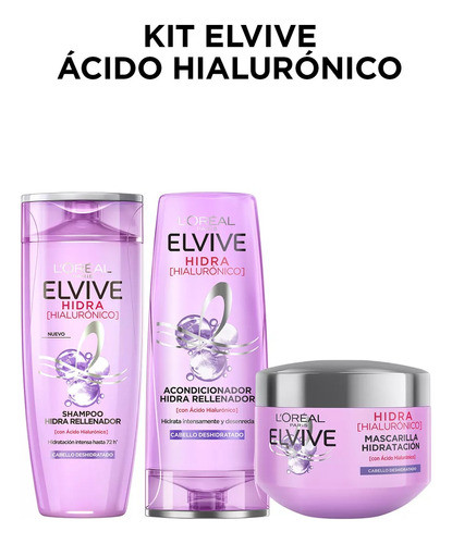 Kit Elvive Hidra Hialurónico Shampoo, Acondicionador Y Crema 0