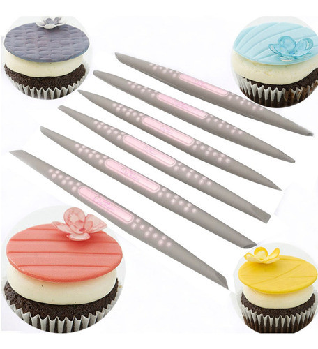 Set De 6 Estecas De Silicona Para Reposteria Porcelana Fria Fondant 0