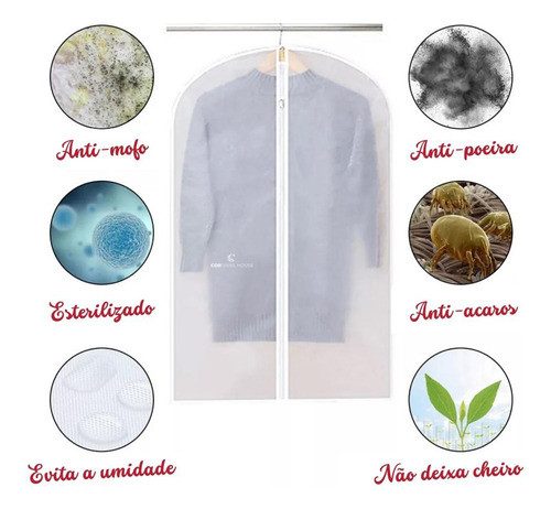 Kit 3 Capas Protetoras Transparente Com Zíper Para Roupa 1