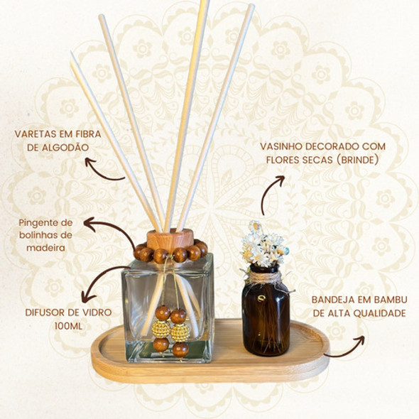 Kit Difusor De Varetas Mandala Sagrada Na Bandeja De Bamboo 1 Kit Difusor De Varetas Mandala Sagrada Na Bandeja De Bamboo 1