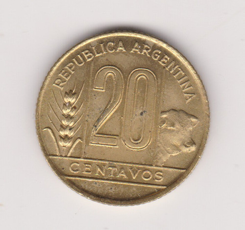 Moneda Argentina 20 Ctvs Año 1942 Janson 196.2 Excelente + 1