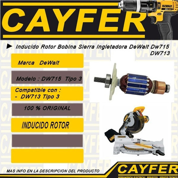 Inducido Rotor Sierra Ingletadora Dewalt Dw715 Dw713 Tipo 3 1 Inducido Rotor Sierra Ingletadora Dewalt Dw715 Dw713 Tipo 3 1