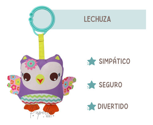 Sonajero Colgante Bebe Lechuza Tela Sublimado Woody Toys 1