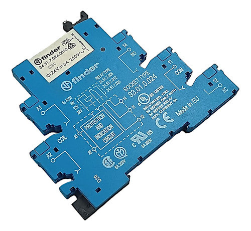 Base Para Relé Finder 93.01.0.024 6a + 34.51.7.024.0010 0