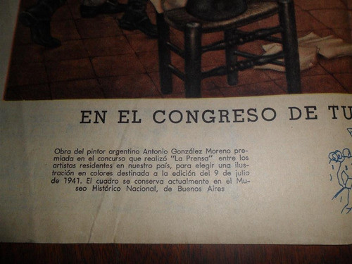 Antigua Lamina 1960 Congreso De Tucuman A Gonzalez Moreno 1