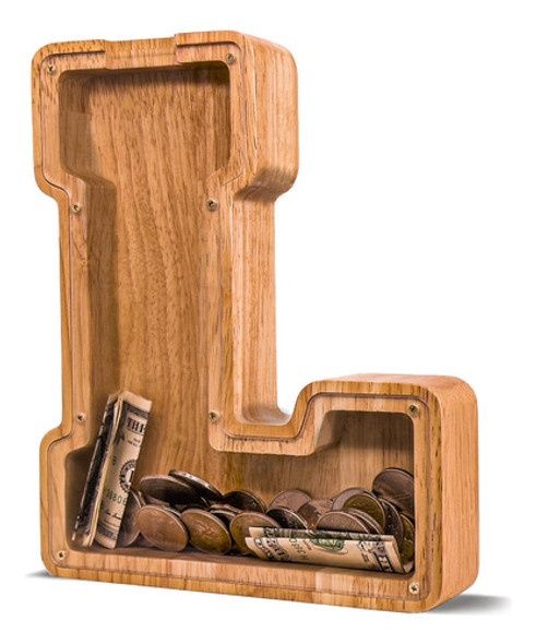 Alcancia De Madera Y Acrilico 23cm Letra L 0