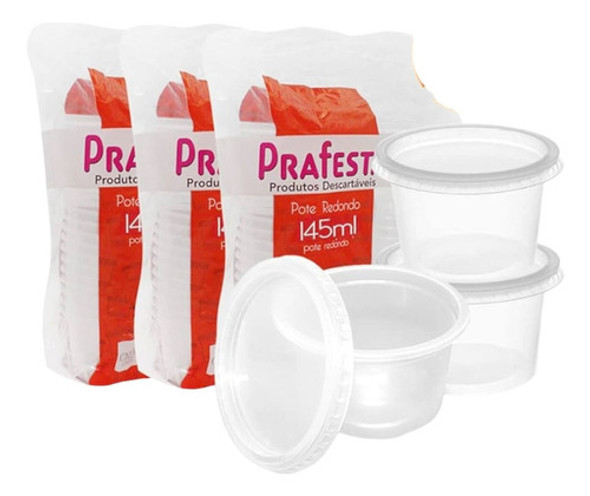 48un Pote Descart Redondo 145ml Microondas Freezer C/ Tampa 0