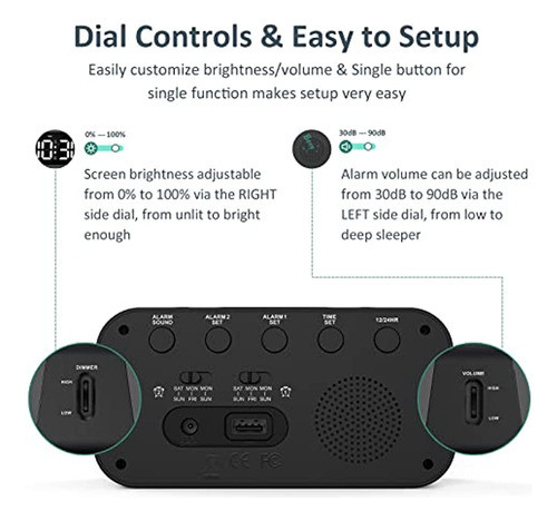 Reloj Despertador Digital Dual Odokee Para Dormitorio, Fácil 1