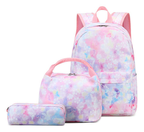 Kit Escolar - Mochila, Lunchera Y Estuche Rosa 0