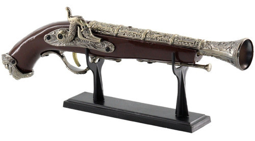 Arma Para Decoração Mosquete Com Cabo Em Madeira + Suporte 0