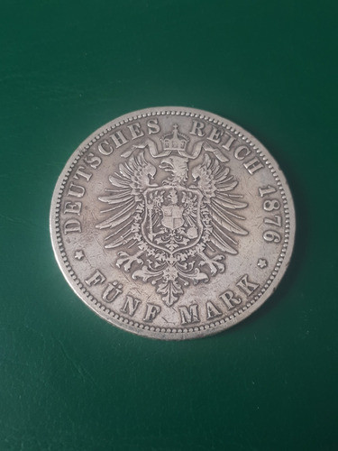 Alemania Prussia 1876 5 Marco Plata Estado Muy Bueno 0