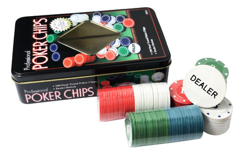 Jogo Lata Poker Profissional 100 Fichas Numeradas Completo 0