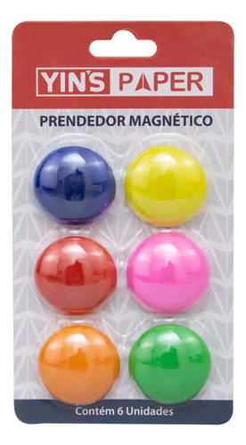 Imã Magnético Prendendor Magnético Colorido 6 Unidades Yins 0