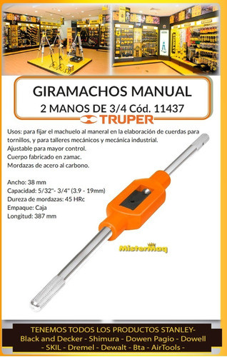 Giramachos Manual 2 Manos De 3/4 Truper 11437 1