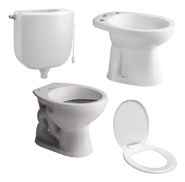 Inodoro Bidet Ferrum Andina + Mochila Cadena Pvc + Tapa Inod 0