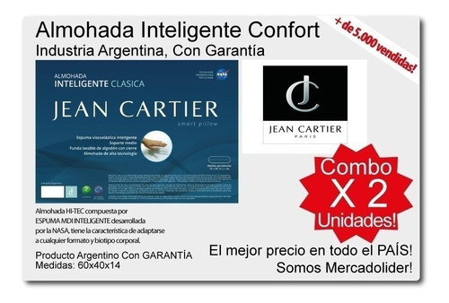 2 Almohadas Inteligentes Viscoelasticas Clasica Jean Cartier 1