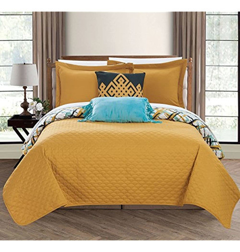 Chic Home Gingham - Juego De Edredón Reversible De 5 Piezas 1