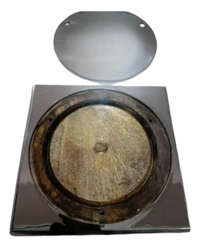 Tapa Piso Delta 15x15cm Bronce Fundido Pesada Dch Cromo 1196 1