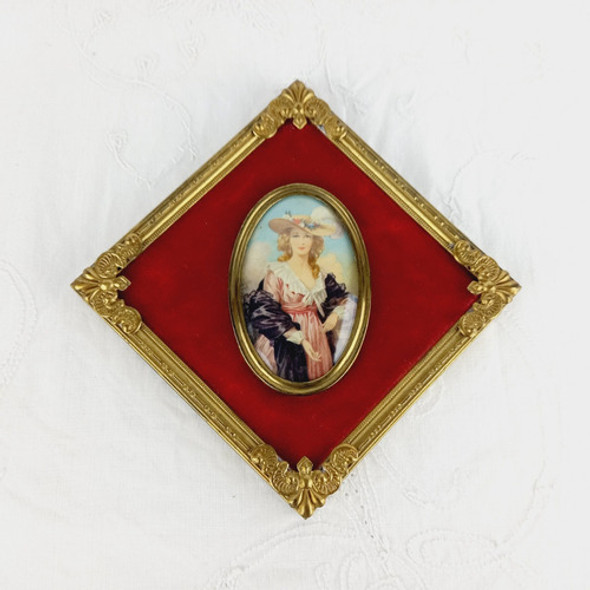 Cuadrito Holandes Marco Antiguo Dama Vidrio Bombe Miralo 0