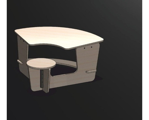 Vector Corte Láser Cnc Banquito Y Escritorio Niños Dxf 1