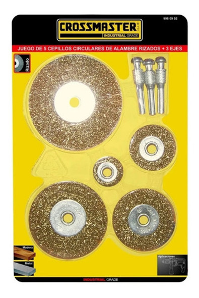 Set Cepillos Circular Taladro Alambre Rizado Eje Crossmaster 0