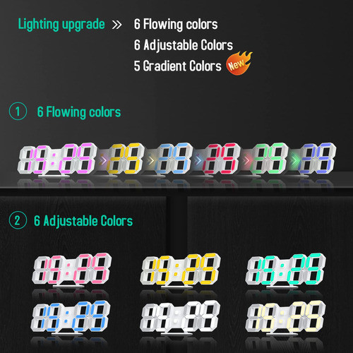 Reloj Despertador De Escritorio Led 3d, Luz Nocturna, 7 Colo 1