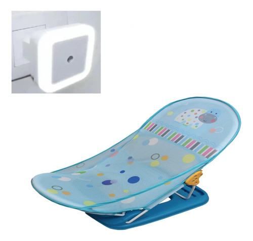 Cadeira Banheira Infantil Bebê Banho Menino Azul + Luminária 0