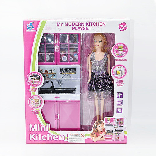 Muñeca Con Cocina Y Muebles 0