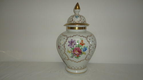 Soberbio Potiche Porcelana Alemana Antiguo Gran Pieza Vealo 0