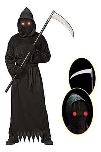 Disfraz De Grim Reaper Con Ojos Rojos Brillantes 0