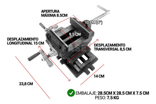 Morsa Plana Cruz 4'' 85mm Base Desplazable Fresadora Taladro 1