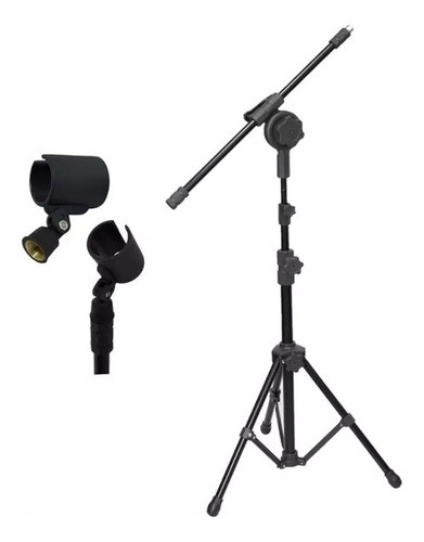 Pedestal Microfone Tripé Girafa 2 Estágio Altura + Cachimbo 0
