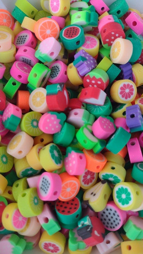 Peças Para Bijuterias Miçangas Pulseira Frutinhas 100 Peças 1